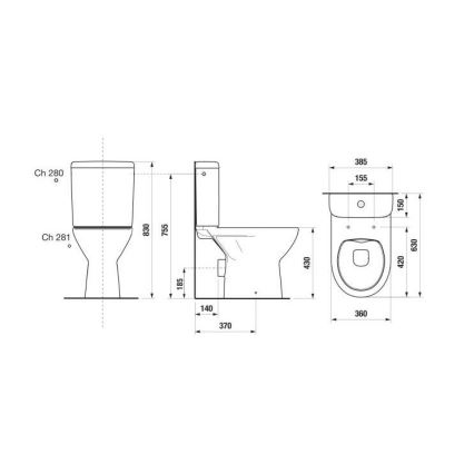 JIKA H8273860002801 - Toilettes fermées LYRA céramique/blanc