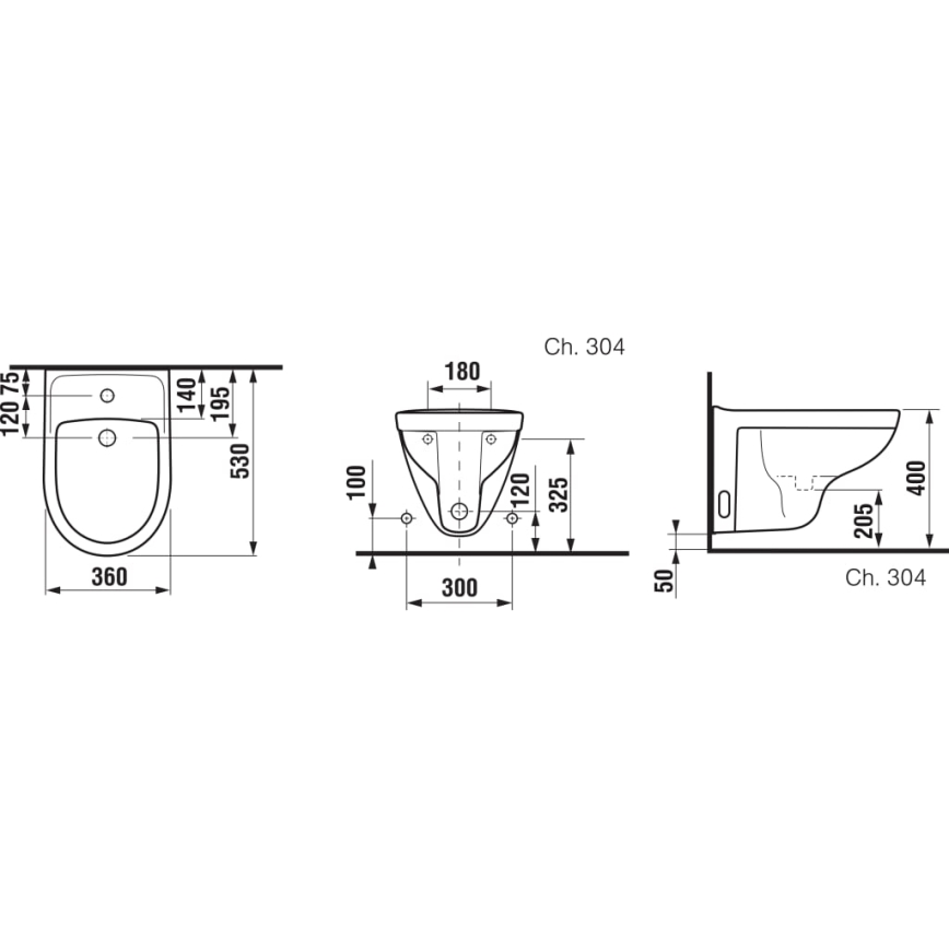 JIKA H8303810003021 - Hangend bidet LYRA keramiek/wit