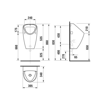 JIKA H8430600000001 - Urinoir GOLEM met achteraansluiting, keramiek/wit