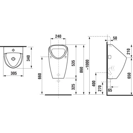JIKA H8430610000001 - Urinoir GOLEM met binnenaansluiting, achterafvoer, keramiek/wit
