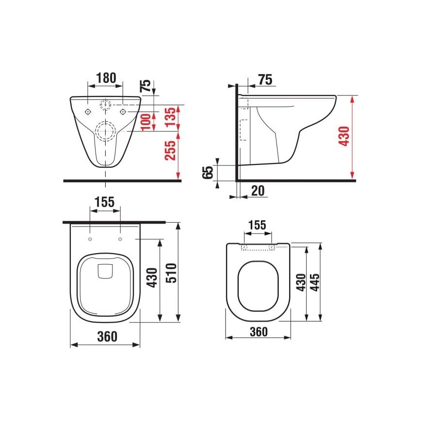 JIKA H8666140000001 - Hangend WC DEEP keramiek/wit + toiletzitting SoftClose DEEP duroplast/wit