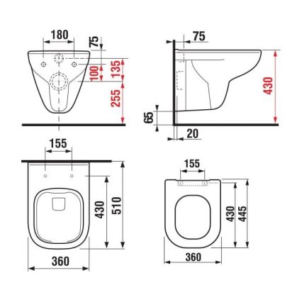 JIKA H8666140000001 - Cuvette WC suspendue DEEP en céramique, blanche + abattant WC SoftClose DEEP en duroplast, blanc