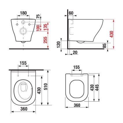 JIKA H8666180000001 - WC suspendu DEEP céramique/blanc + abattant SoftClose DEEP duroplast/blanc