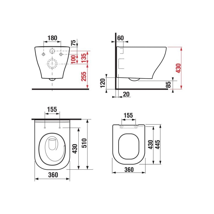 JIKA H8666180000001 - WC suspendu DEEP céramique/blanc + abattant SoftClose DEEP duroplast/blanc