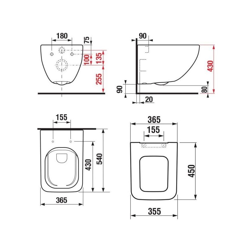 JIKA H8669540000001 - Hangend toilet PURE keramiek/wit + toiletzitting SoftClose PURE duroplast/wit