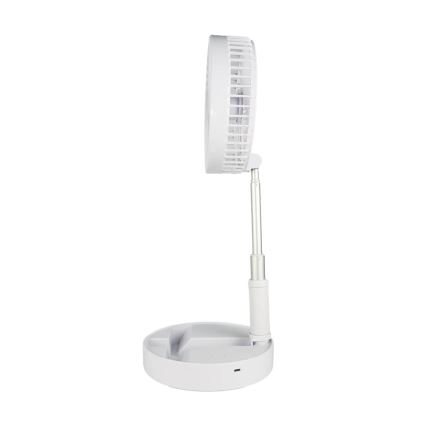 JOHNSON - Oplaadbare tafelventilator GIRAFFA 5W/3,7V 1200 mAh Ø 20 cm wit
