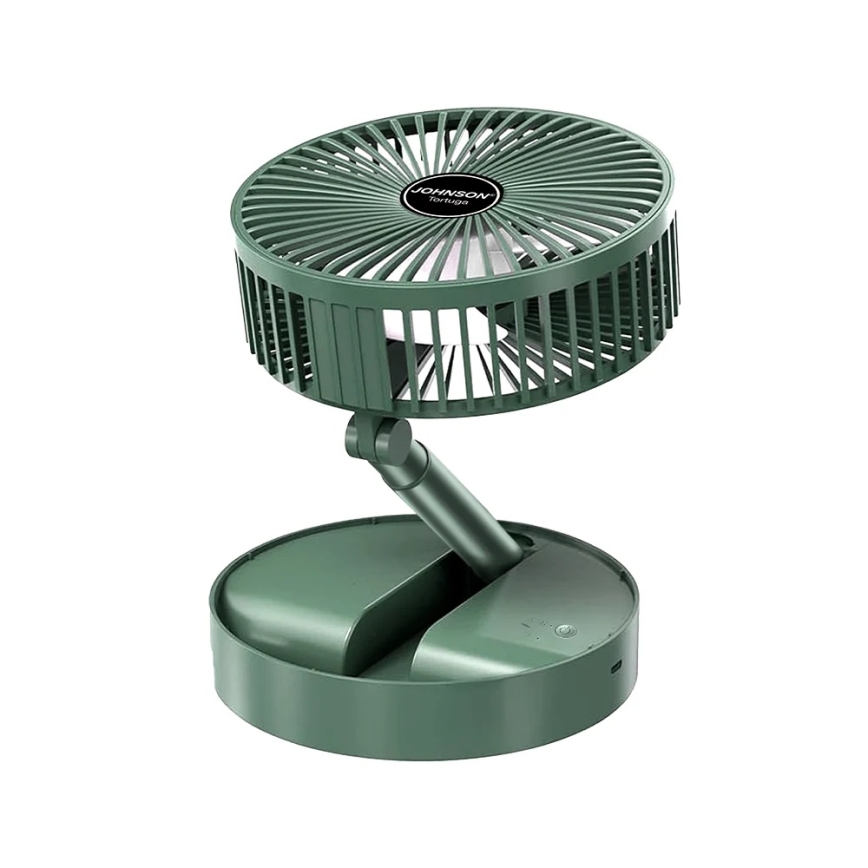 JOHNSON - Oplaadbare tafelventilator TORTUGA 5W/3,7V 1200 mAh Ø 16,5 cm groen