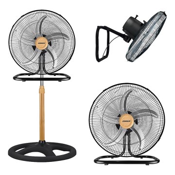 JOHNSON - Staande 3-in-1 ventilator WOOD, 80 W / 230 V, Ø 50 cm, zwart/beige