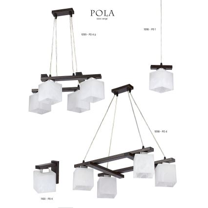 Jupiter 1098 - PO4 - Hanglamp met vaste pendel POLA 4xE27/60W/230V wenge