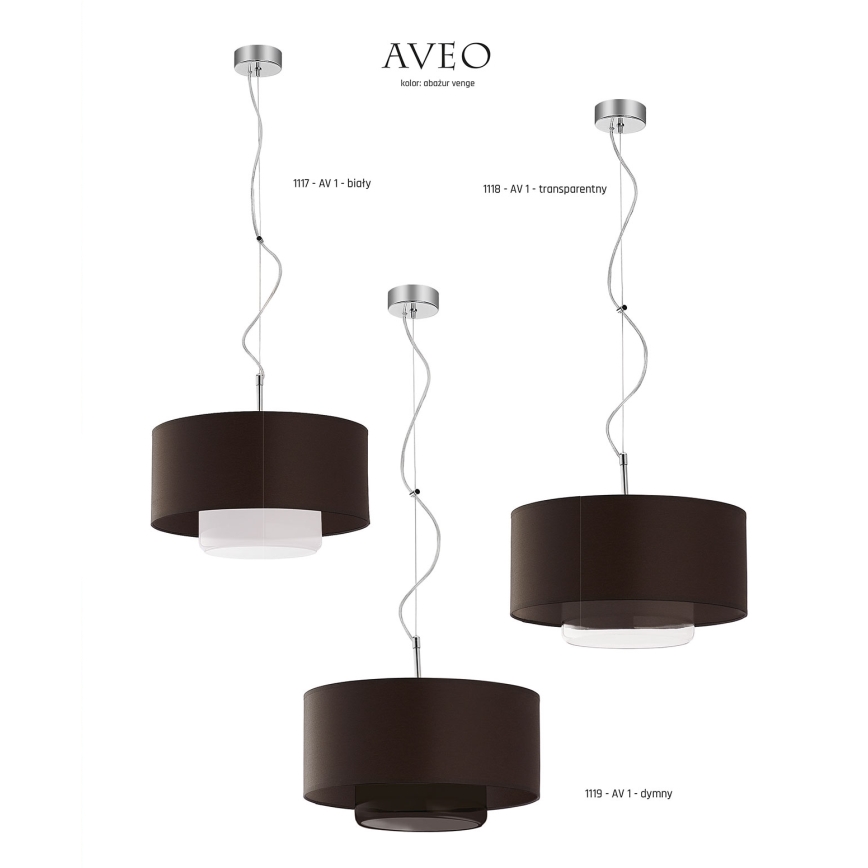 JUPITER 1118-AV1 - Suspension AVEO 1xE27/60W wenge Verre limpide