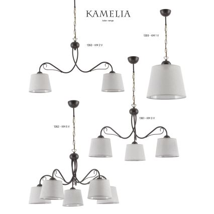 Jupiter 1362 - KM 5 V - Suspension chaîne KAMELIA 5xE27/60W/230V