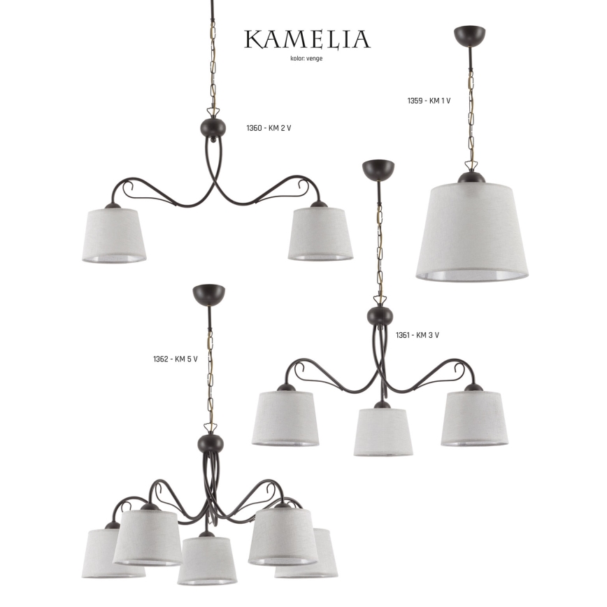 Jupiter 1362 - KM 5 V - Suspension chaîne KAMELIA 5xE27/60W/230V