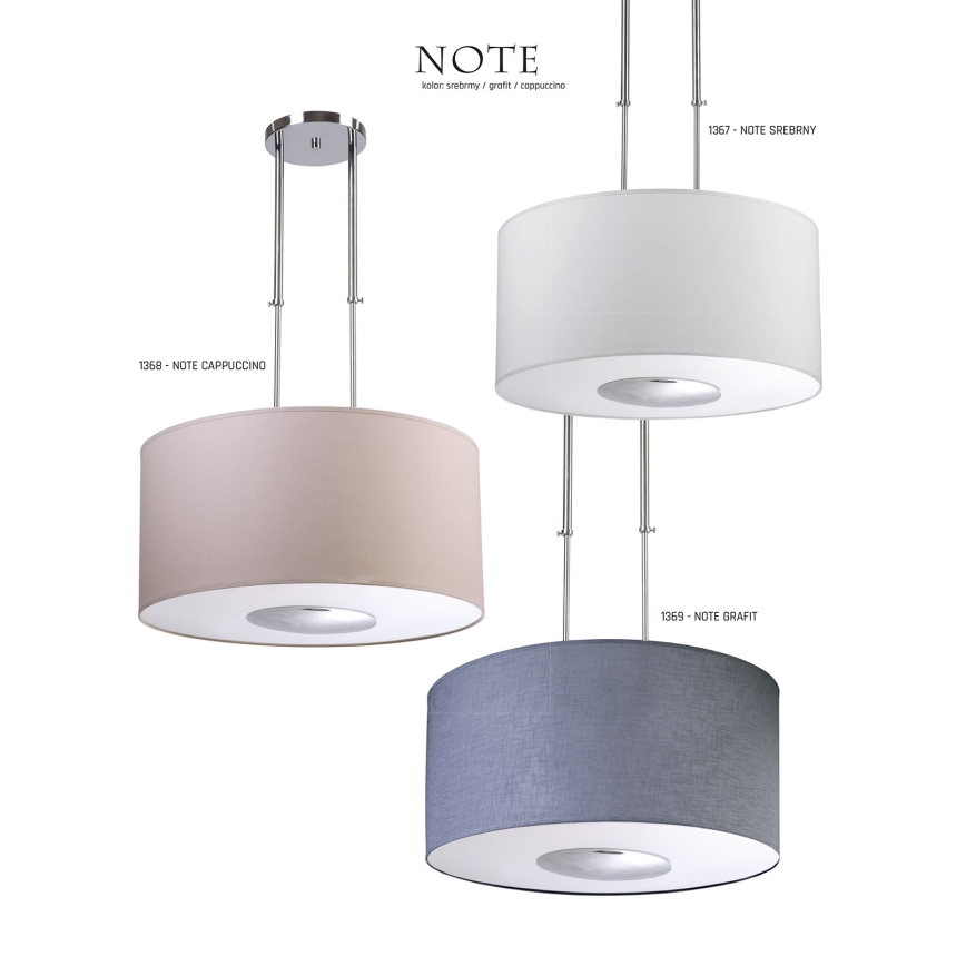 Jupiter 1368 - NOTE CA - Hanglamp met vaste pendel NOTE 3xE27/60W/230V