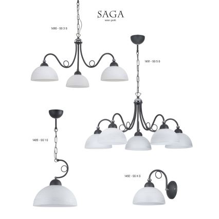 Jupiter 1490 - Hanglamp aan ketting SAGA 3xE27/60W/230V