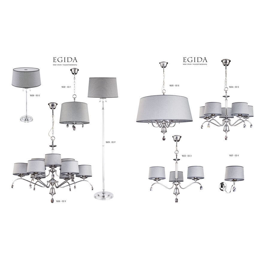 Jupiter 1609 - EG P CH - Lampadaire en cristal EGIDA 3xE27/60W/230V