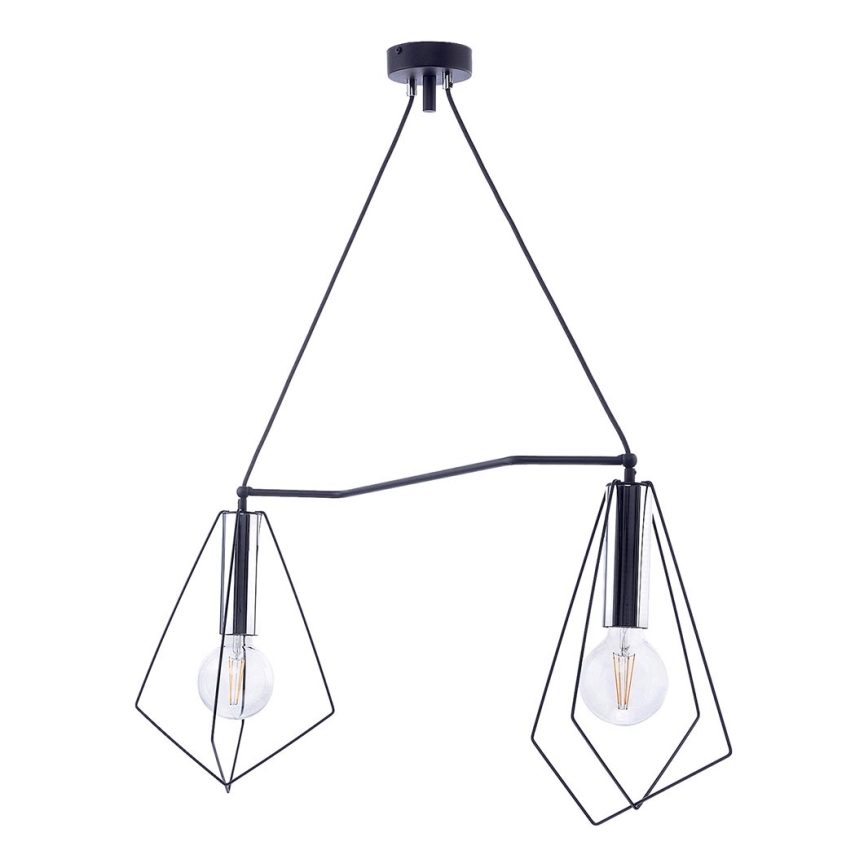 Jupiter 1662 - Hanglamp aan een koord KAIR 2xE27/60W/230V zwart/glanzend chroom