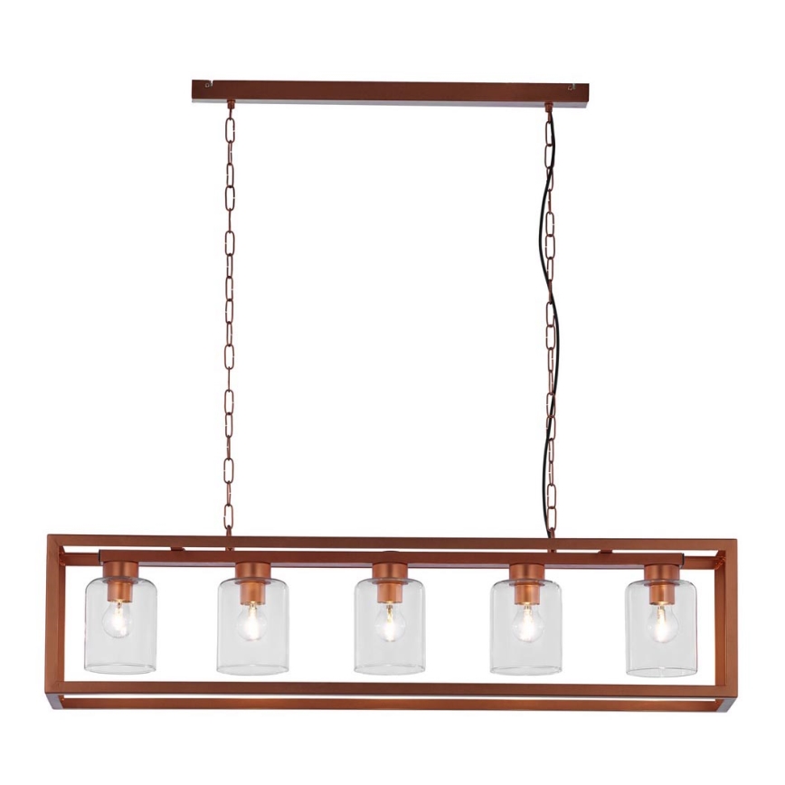 Jupiter 1804 - MC5 - Suspension avec chaîne MACARI 5xE27/60W/230V cuivre