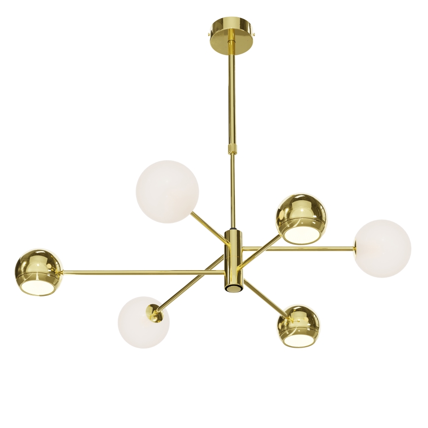 Jupiter 1962 - Hanglamp met vaste pendel MOKA 3xGU10/10W/230V + 3xG9/10W/230V goud/wit