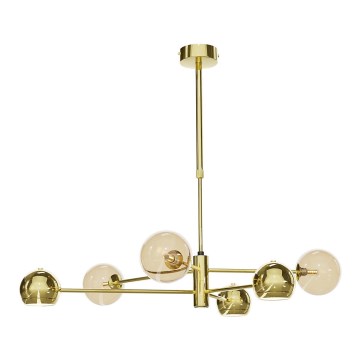 Jupiter 1963 - Hanglamp met vaste pendel MOKA 3xGU10/10W/230V + 3xG9/10W/230V goud/beige