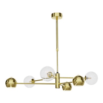 Jupiter 1964 - Hanglamp met vaste pendel MOKA 3xGU10/10W/230V + 3xG9/10W/230V goud/doorzichtig