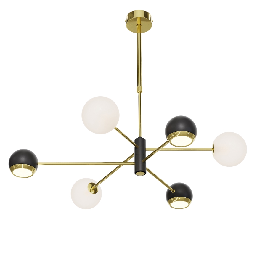 Jupiter 1965 - Hanglamp met vaste pendel MOKA 3xGU10/10W/230V + 3xG9/10W/230V goud/zwart/wit