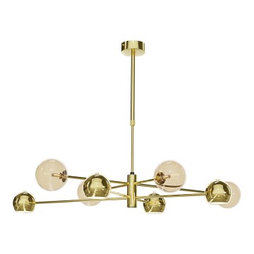 Jupiter 1969 - Suspension avec tige MOKA 4xGU10/10W/230V + 4xG9/10W/230V doré/beige