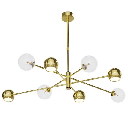 Jupiter 1970 - Hanglamp met vaste pendel MOKA 4xGU10/10W/230V + 4xG9/10W/230V goud/doorzichtig