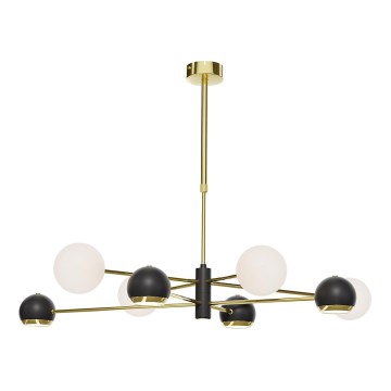 Jupiter 1971 - Kroonluchter aan stang MOKA 4xGU10/10W/230V + 4xG9/10W/230V goud/zwart/wit