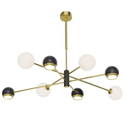 Jupiter 1971 - Kroonluchter aan stang MOKA 4xGU10/10W/230V + 4xG9/10W/230V goud/zwart/wit