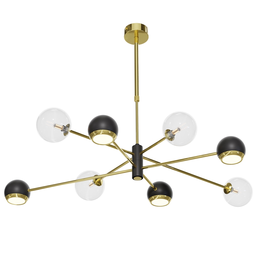 Jupiter 1973 - Hanglamp met staaf MOKA 4xGU10/10W/230V + 4xG9/10W/230V goud/zwart/helder