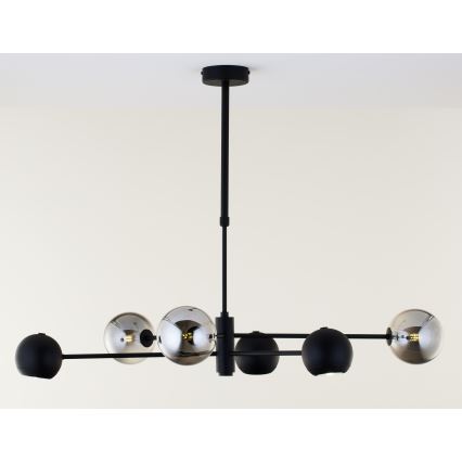 Jupiter 1974 - Suspension-barre MOKA 3xGU10/10W/230V + 3xG9/10W/230V noir/chrome brillant