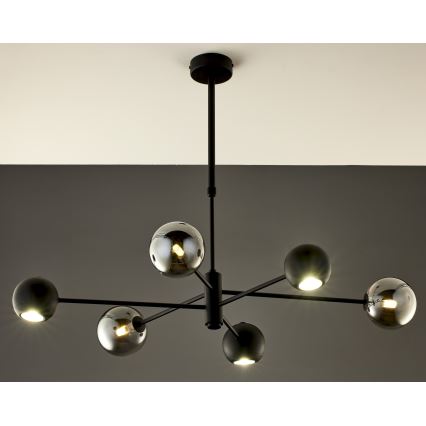 Jupiter 1974 - Suspension-barre MOKA 3xGU10/10W/230V + 3xG9/10W/230V noir/chrome brillant