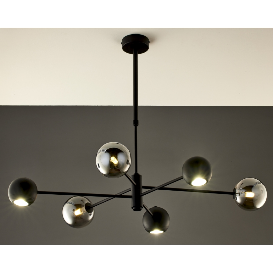 Jupiter 1974 - Suspension-barre MOKA 3xGU10/10W/230V + 3xG9/10W/230V noir/chrome brillant