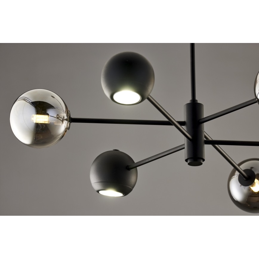 Jupiter 1974 - Suspension-barre MOKA 3xGU10/10W/230V + 3xG9/10W/230V noir/chrome brillant