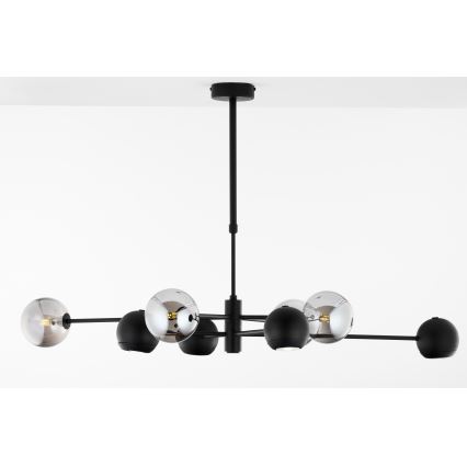 Jupiter 1975 - Hanglamp met vaste pendel MOKA 4xGU10/10W/230V + 4xG9/10W/230V zwart/glanzend chroom