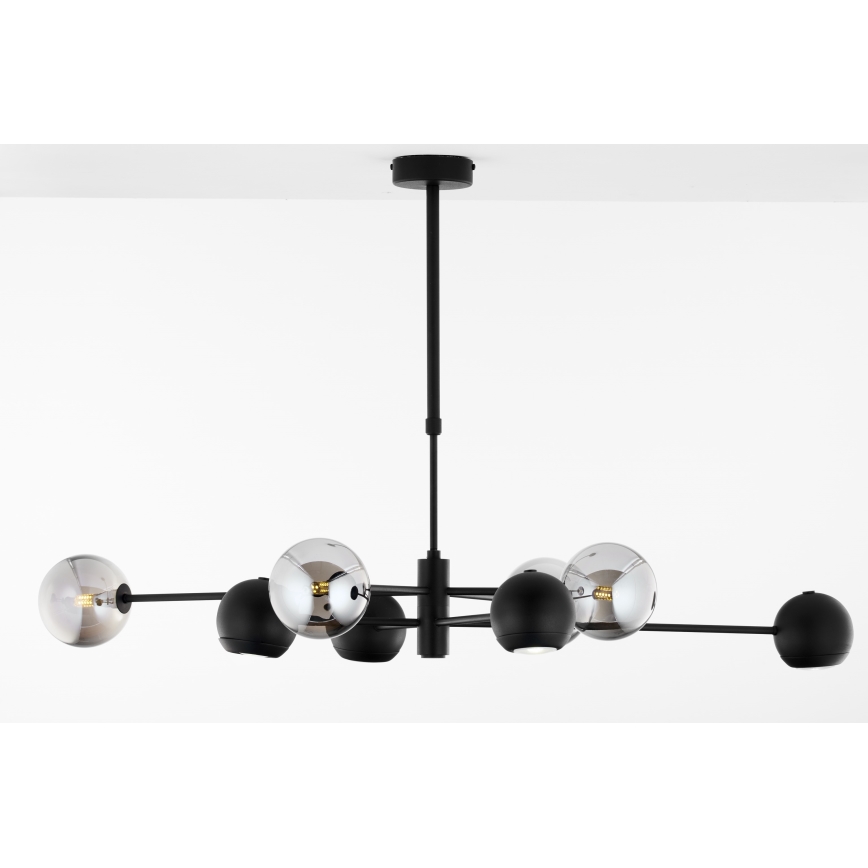 Jupiter 1975 - Hanglamp met vaste pendel MOKA 4xGU10/10W/230V + 4xG9/10W/230V zwart/glanzend chroom