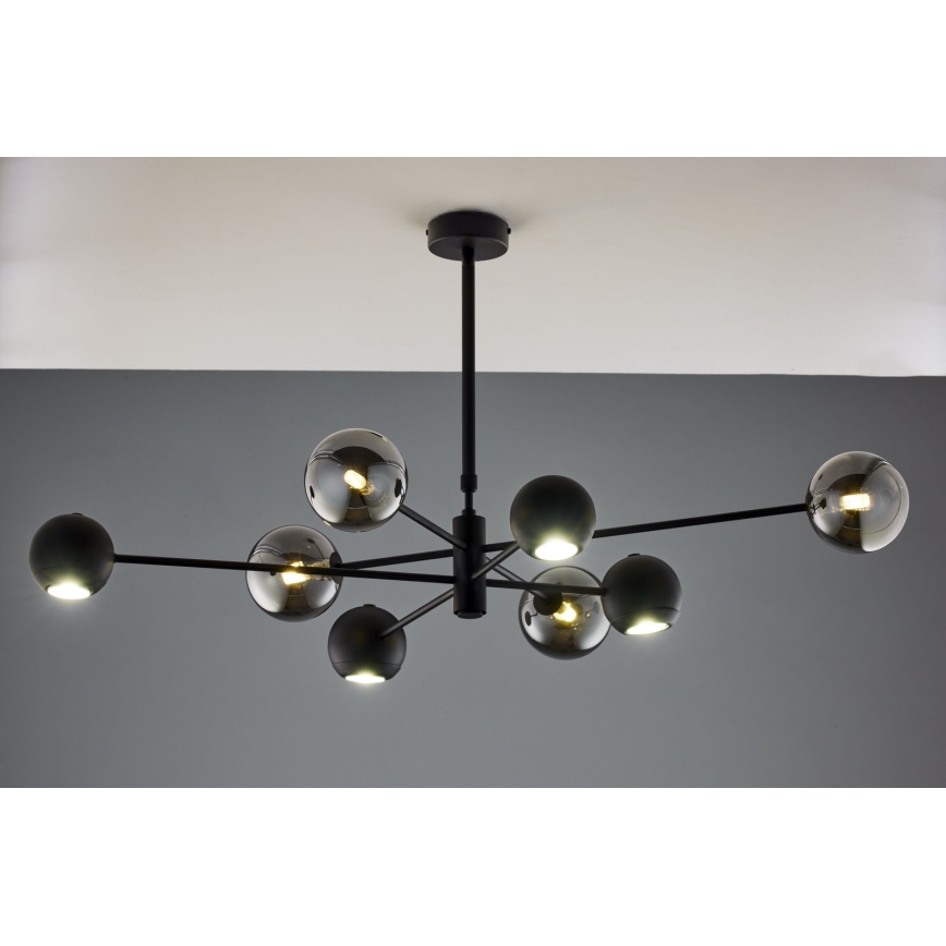 Jupiter 1975 - Hanglamp met vaste pendel MOKA 4xGU10/10W/230V + 4xG9/10W/230V zwart/glanzend chroom