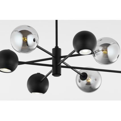Jupiter 1975 - Hanglamp met vaste pendel MOKA 4xGU10/10W/230V + 4xG9/10W/230V zwart/glanzend chroom