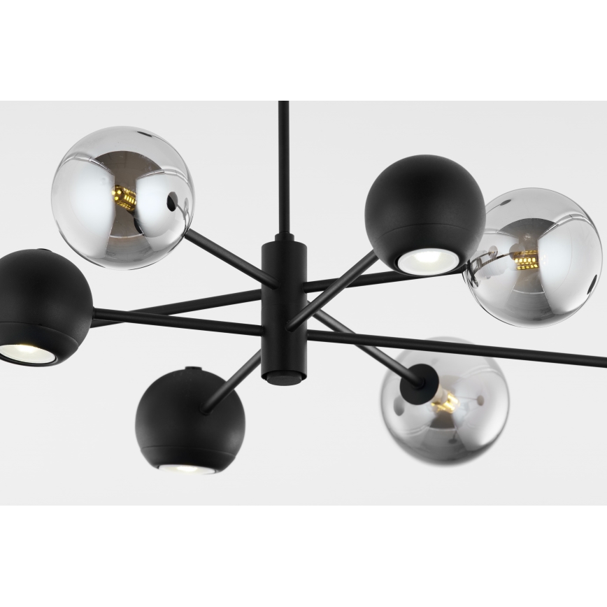 Jupiter 1975 - Hanglamp met vaste pendel MOKA 4xGU10/10W/230V + 4xG9/10W/230V zwart/glanzend chroom