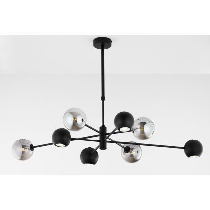 Jupiter 1975 - Hanglamp met vaste pendel MOKA 4xGU10/10W/230V + 4xG9/10W/230V zwart/glanzend chroom