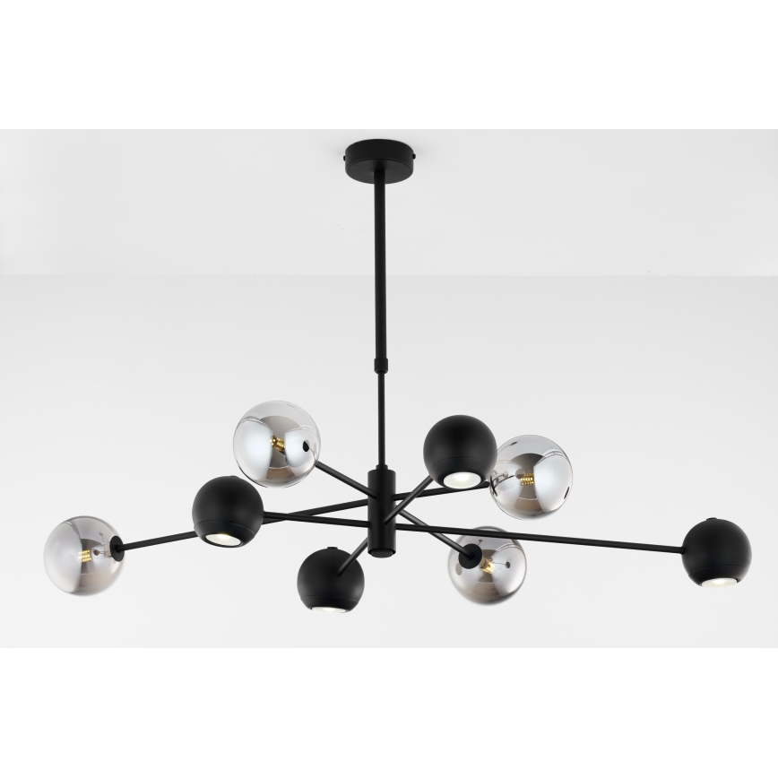 Jupiter 1975 - Hanglamp met vaste pendel MOKA 4xGU10/10W/230V + 4xG9/10W/230V zwart/glanzend chroom