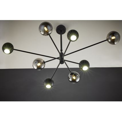 Jupiter 1975 - Hanglamp met vaste pendel MOKA 4xGU10/10W/230V + 4xG9/10W/230V zwart/glanzend chroom