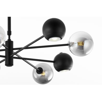 Jupiter 1975 - Hanglamp met vaste pendel MOKA 4xGU10/10W/230V + 4xG9/10W/230V zwart/glanzend chroom