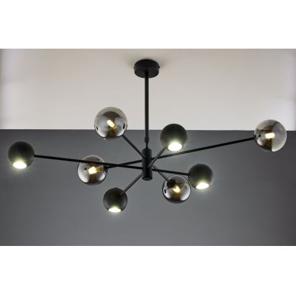 Jupiter 1975 - Hanglamp met vaste pendel MOKA 4xGU10/10W/230V + 4xG9/10W/230V zwart/glanzend chroom
