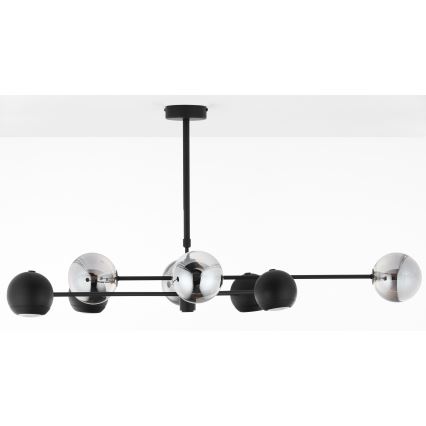 Jupiter 1975 - Hanglamp met vaste pendel MOKA 4xGU10/10W/230V + 4xG9/10W/230V zwart/glanzend chroom