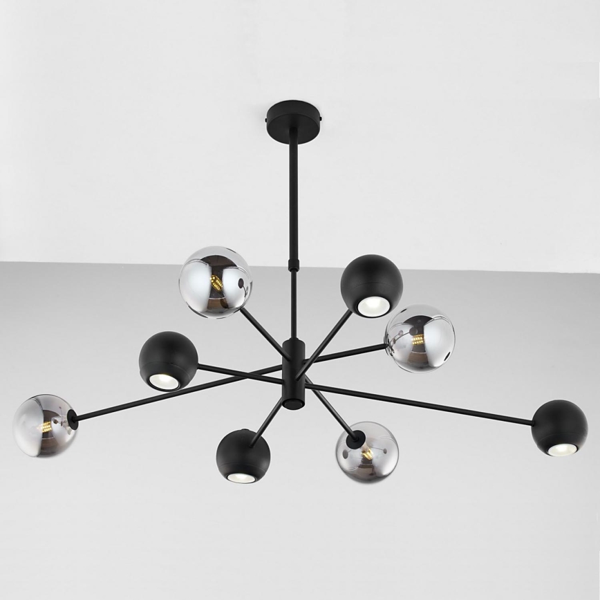 Jupiter 1975 - Hanglamp met vaste pendel MOKA 4xGU10/10W/230V + 4xG9/10W/230V zwart/glanzend chroom