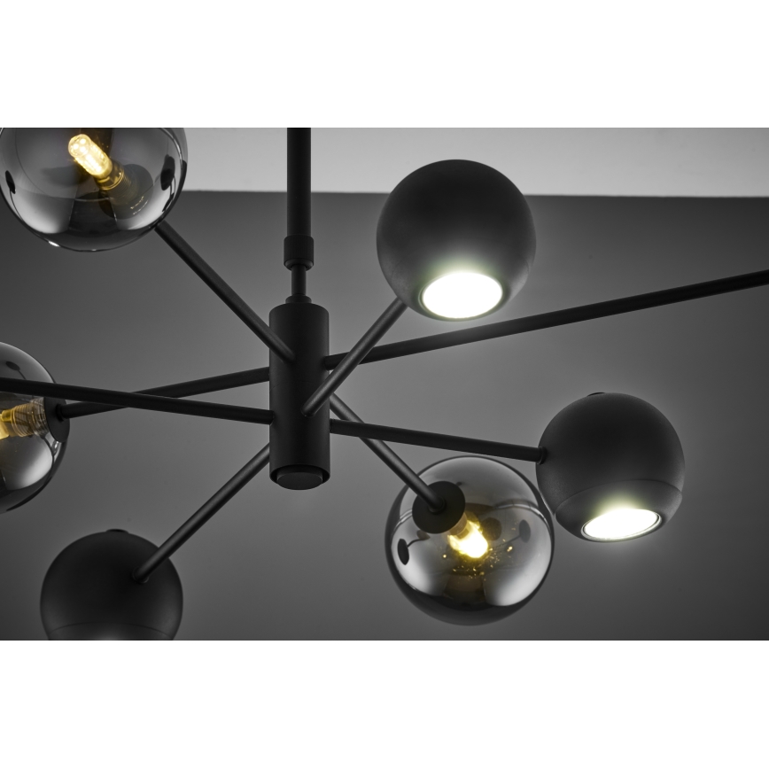 Jupiter 1975 - Suspension-barre MOKA 4xGU10/10W/230V + 4xG9/10W/230V noir/chrome brillant