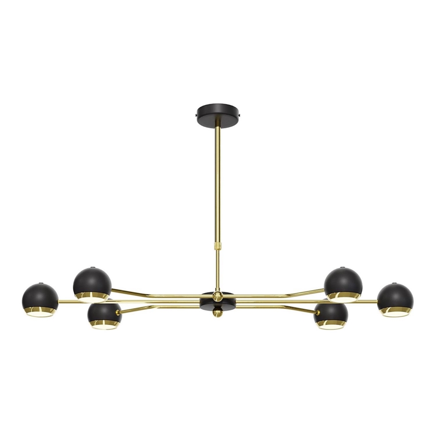 Jupiter 1979 - Hanglamp met vaste pendel TIANA 6xGU10/10W/230V zwart/goud