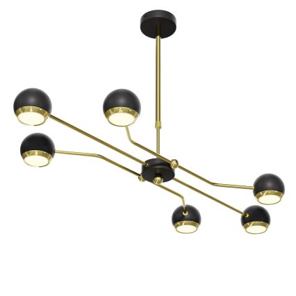 Jupiter 1979 - Hanglamp met vaste pendel TIANA 6xGU10/10W/230V zwart/goud