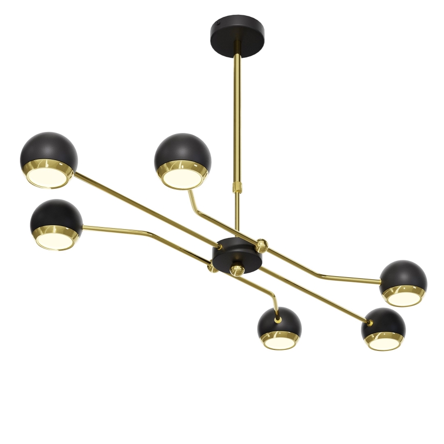 Jupiter 1979 - Hanglamp met vaste pendel TIANA 6xGU10/10W/230V zwart/goud